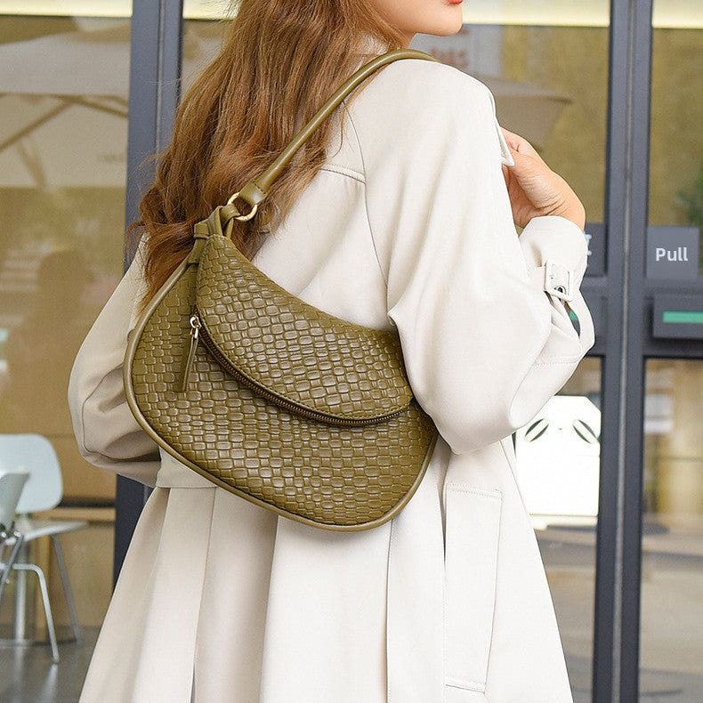 Double Layer Woven Shoulder Bag