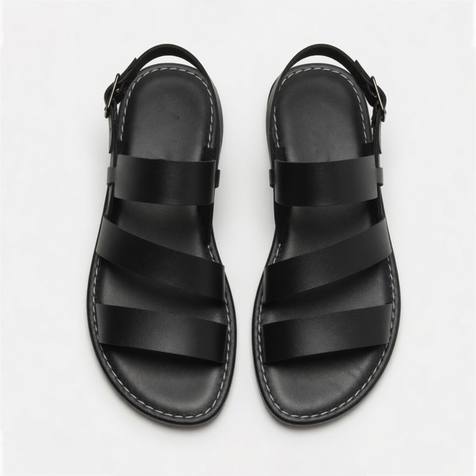 Women's Strappy Flat Sandals Lightweight Open-Toe Summer Shoes