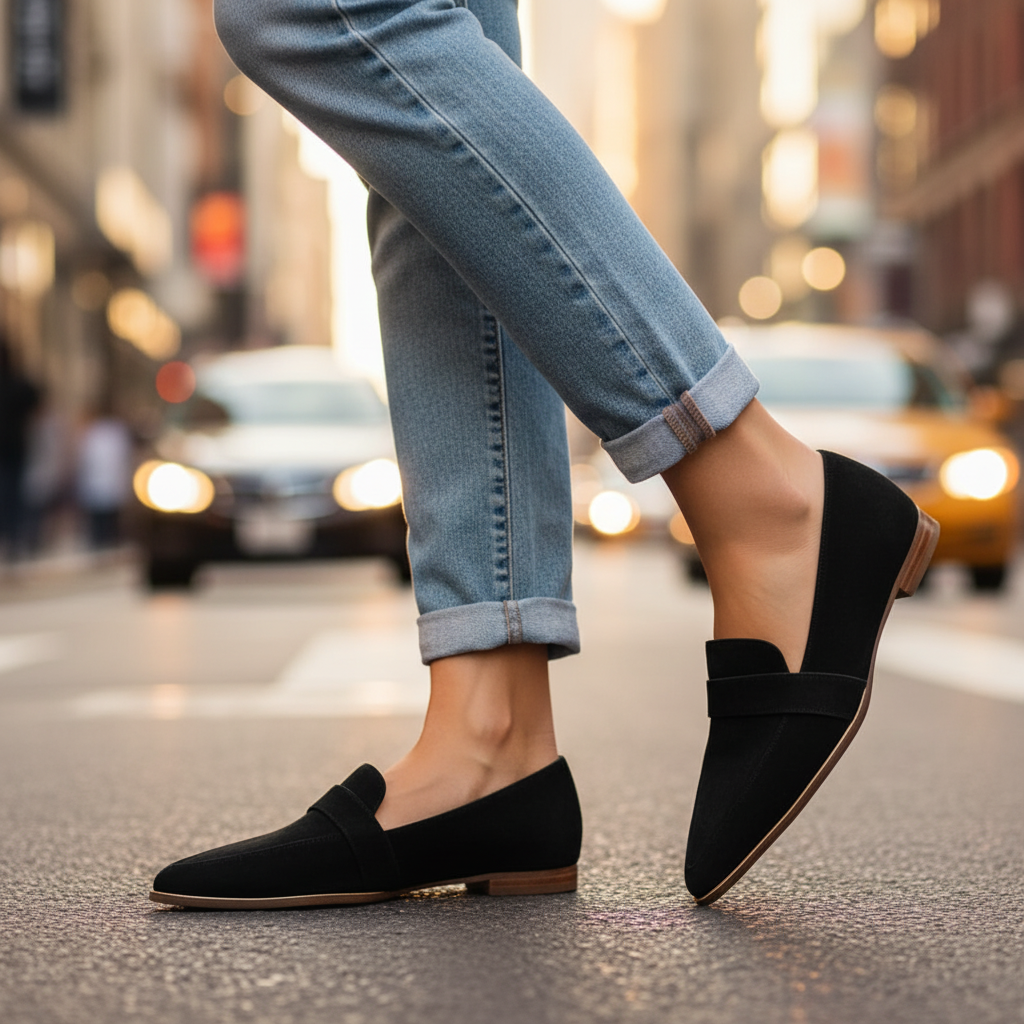 Burgundy Suede Loafers With Cushioned Insoles