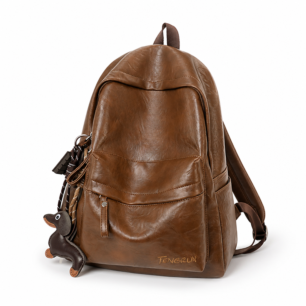 Leather Backpack With Multiple Pockets