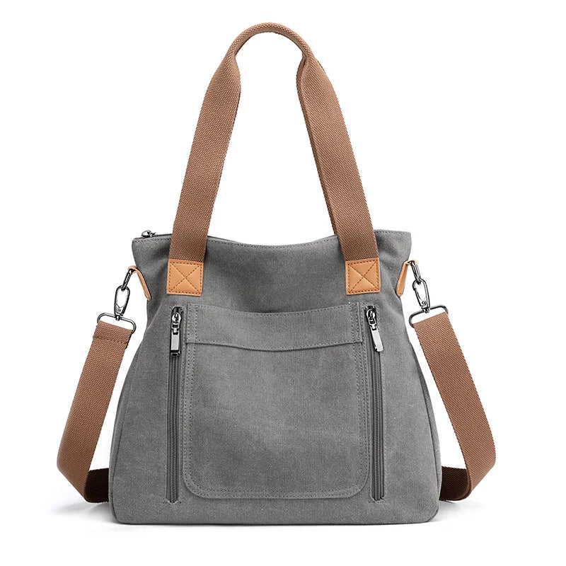 Women’s Canvas Crossbody Bag Large Capacity Zipper Tote