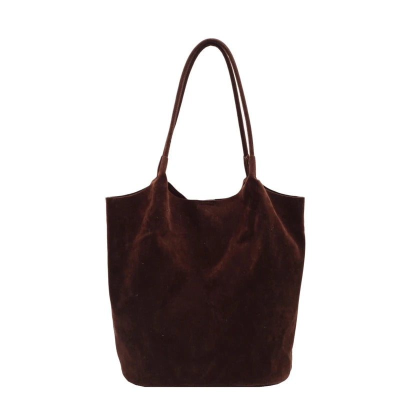 Retro Suede Shoulder Tote