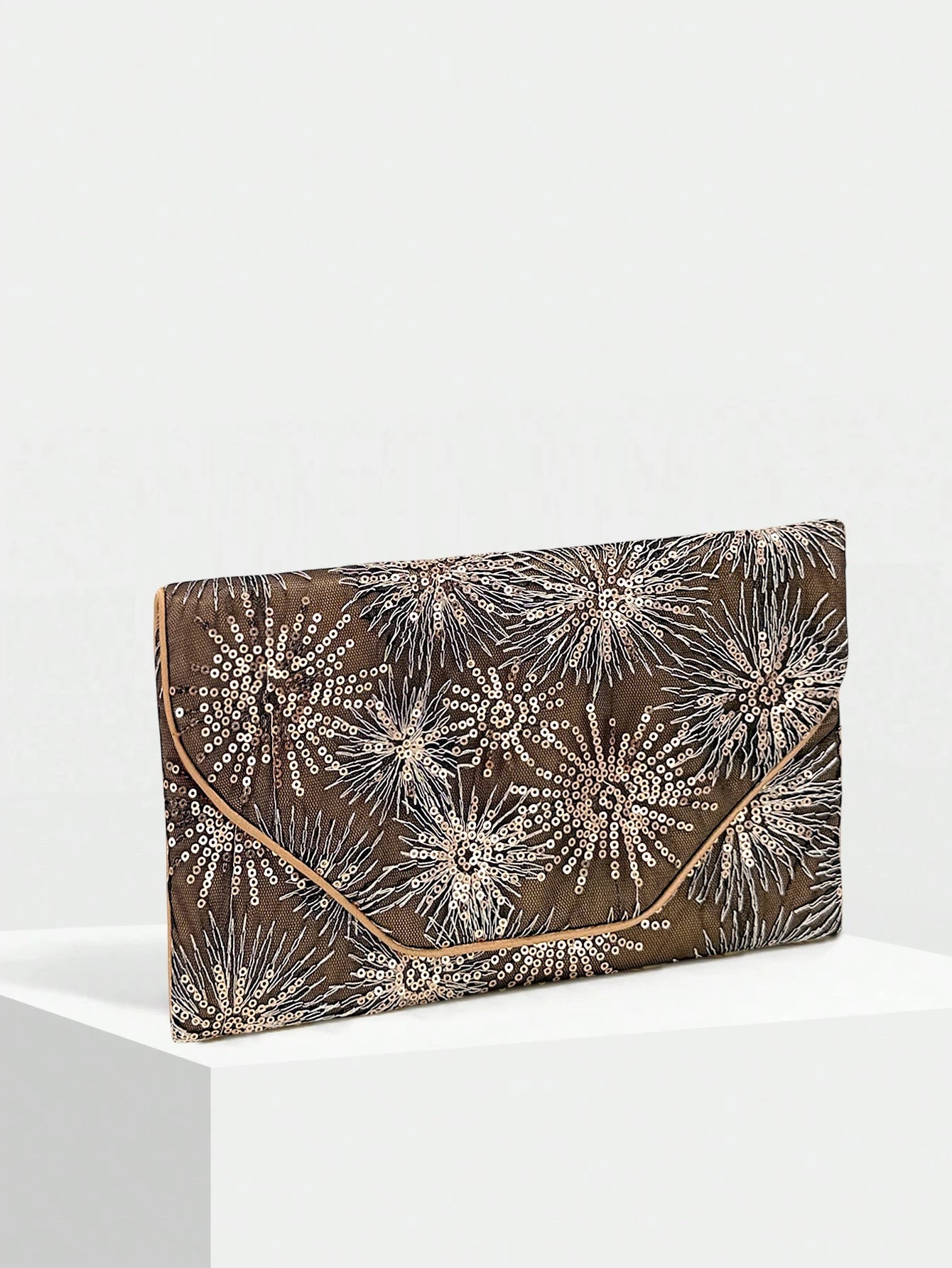 Sequin Embroidered Lightweight Evening Clutch Bag