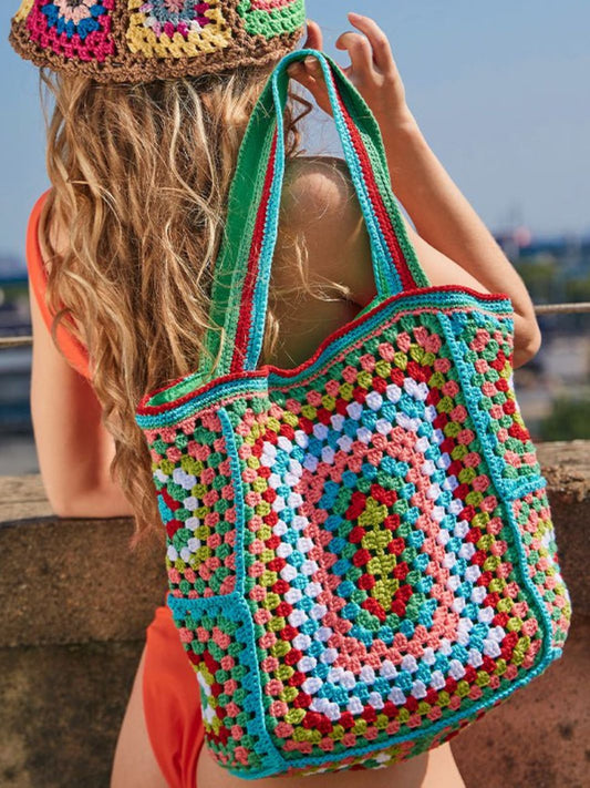 Large Cotton Crochet Beach Tote Bag
