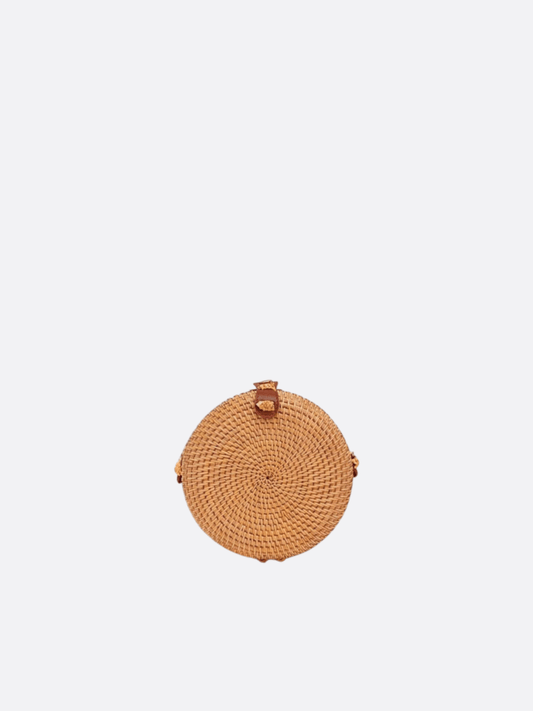 Round Rattan Woven Straw Crossbody Shoulder Bag