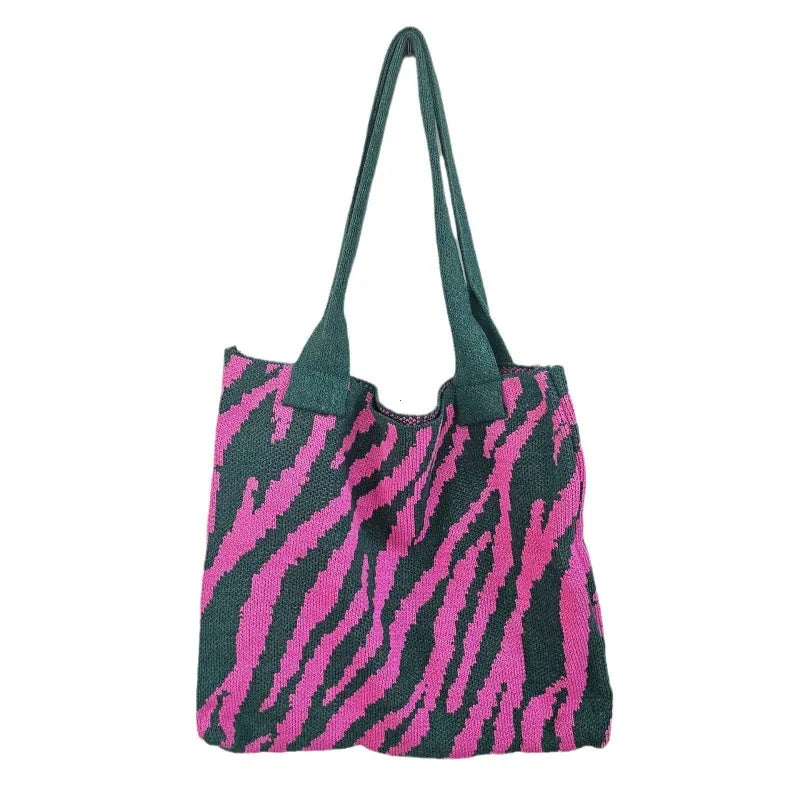 Zebra Print Crochet Tote Bag