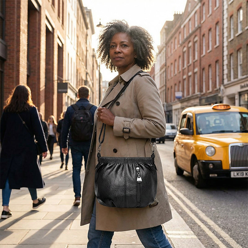 Women's crossbody bag styled as an everyday purse with adjustable strap
