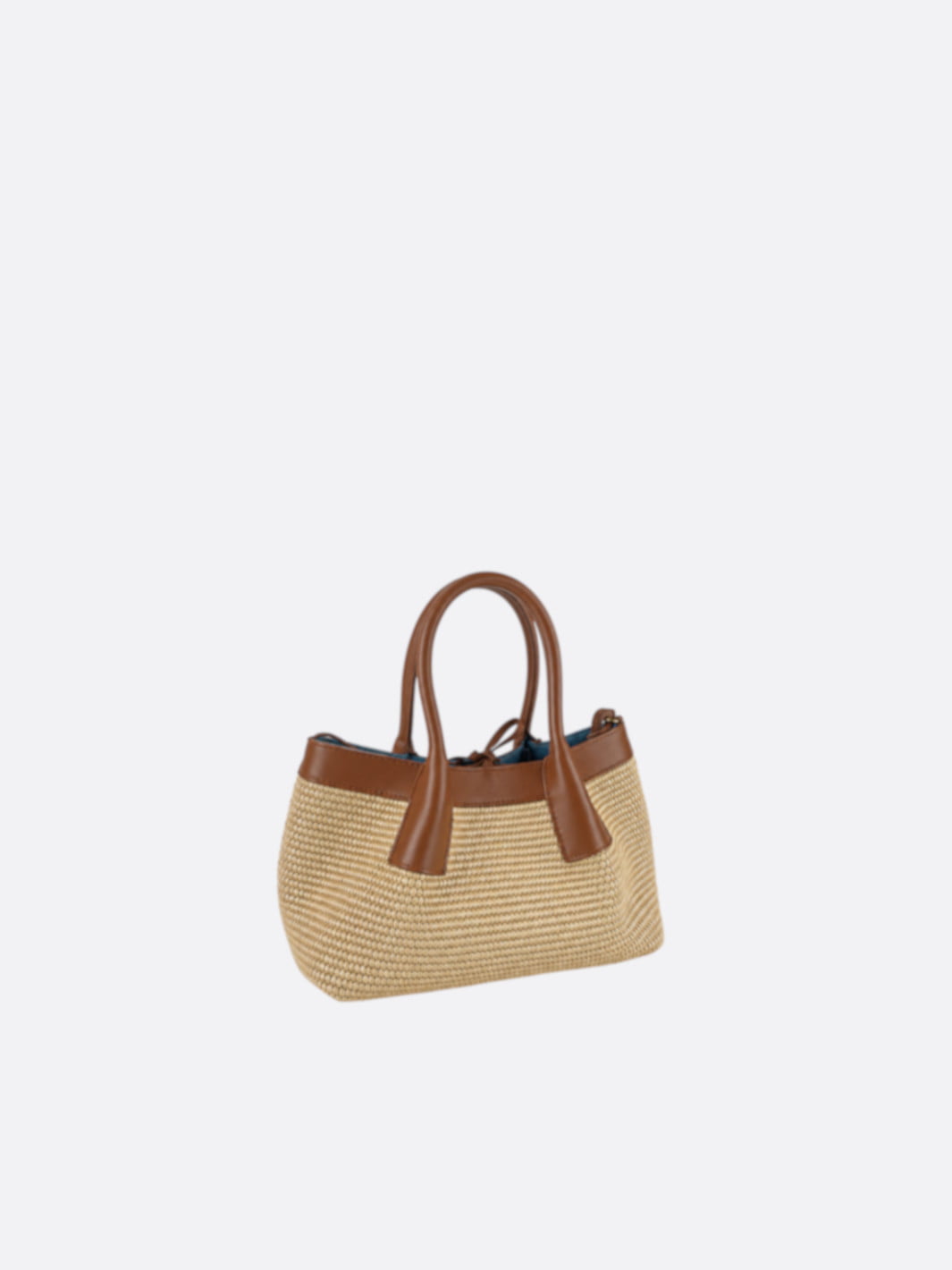 Raffia and Leather Handwoven Tote Bag