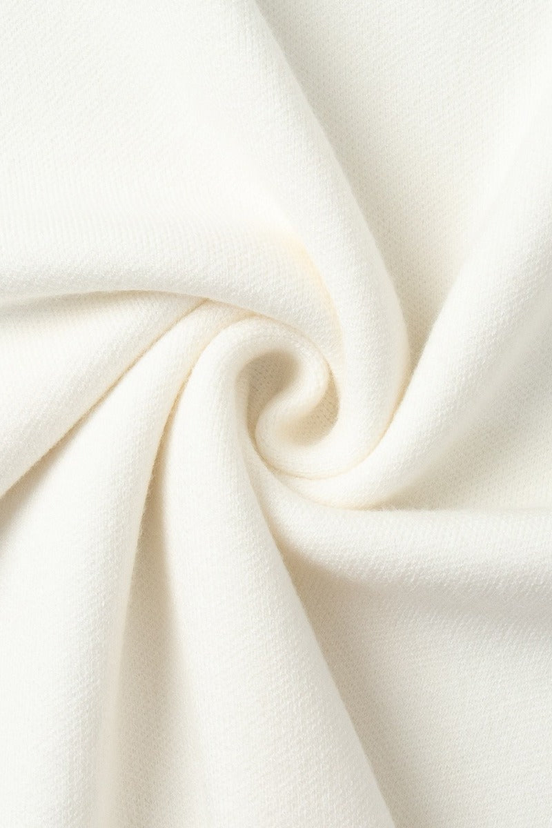 Close-up of the textured knit fabric on the sweater jogger set