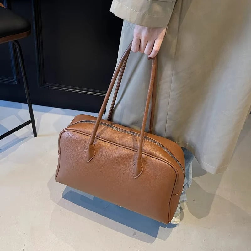 Soft Luxury Bowling-Style Shoulder Bag