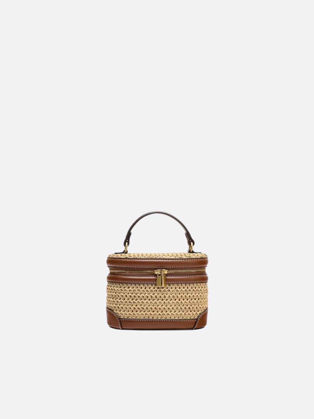 Straw and Leather Crossbody Handbag