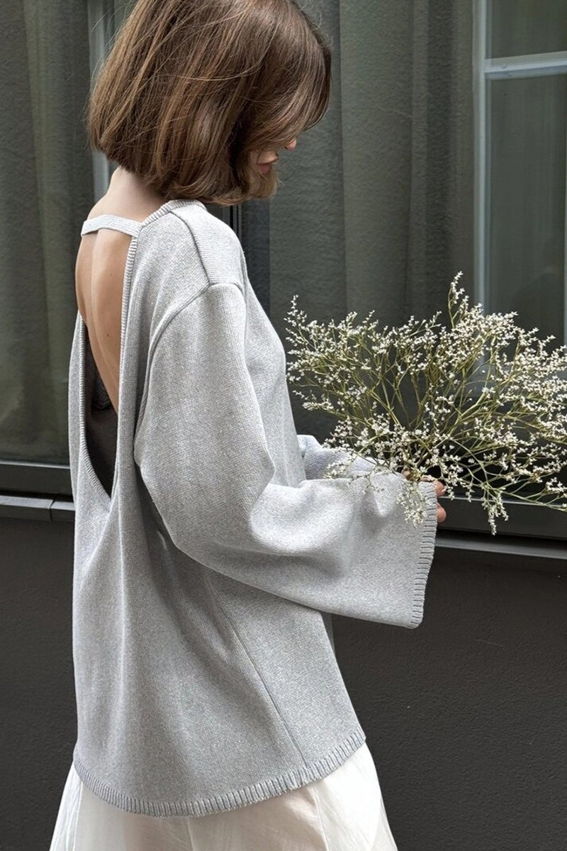 Boat-neck sweater displayed in a full front view