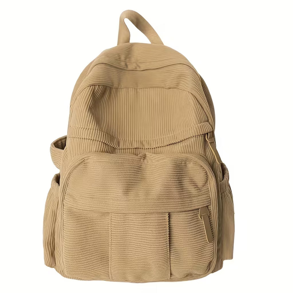 Corduroy Backpack With Multiple Pockets