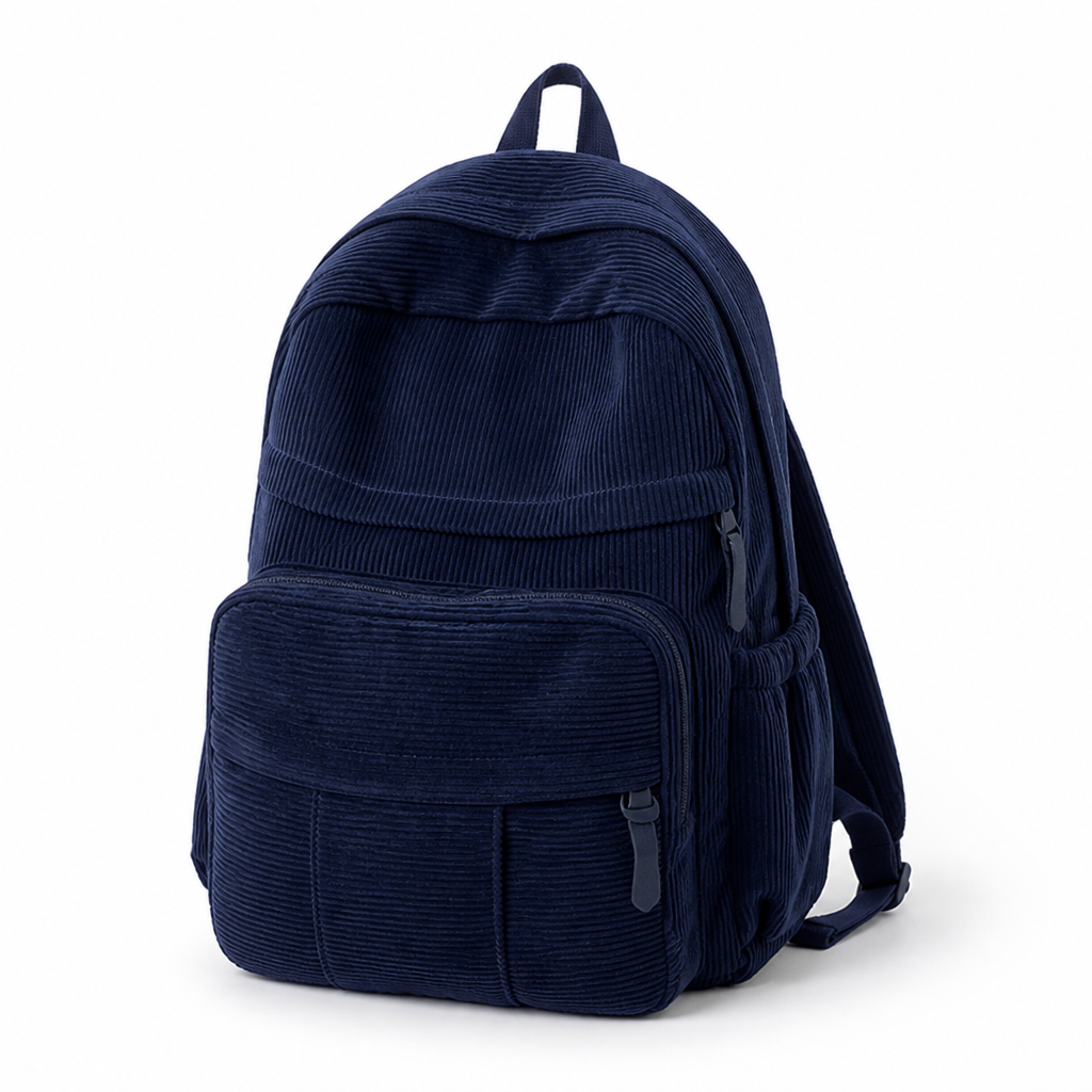 Corduroy Backpack With Multiple Pockets