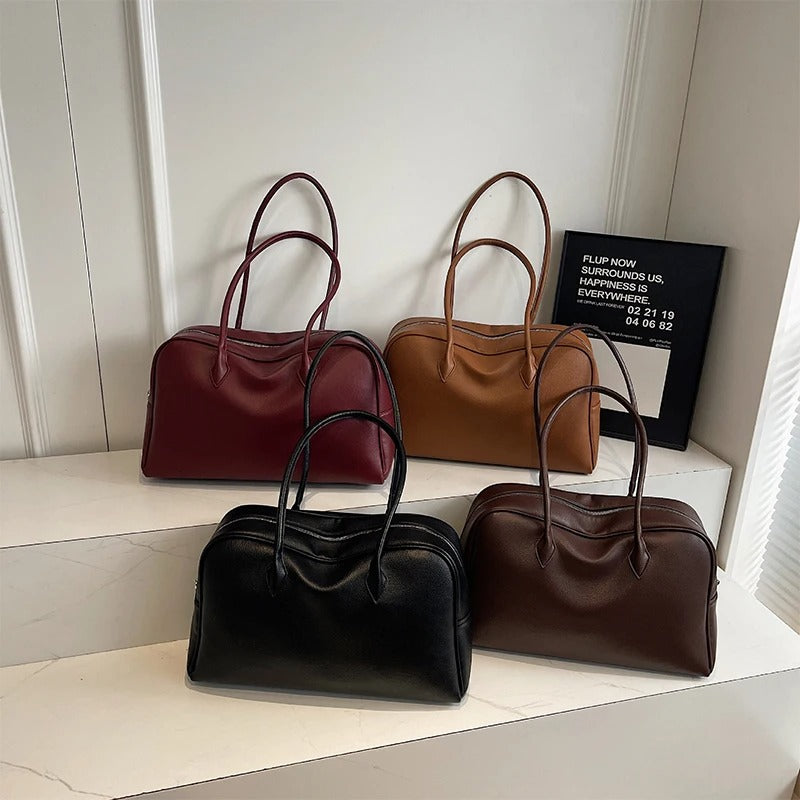 Soft Luxury Bowling-Style Shoulder Bag