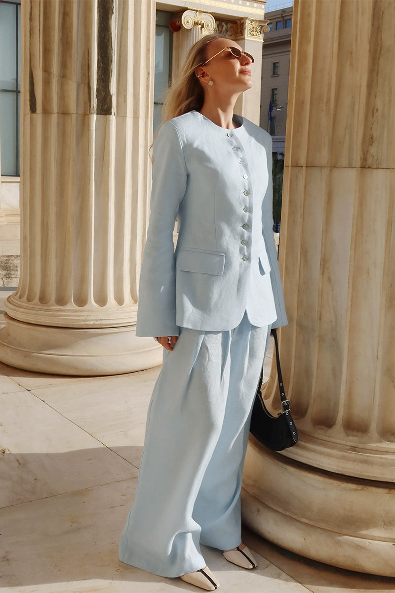 Tailored Blazer Wide-Leg Pants Set