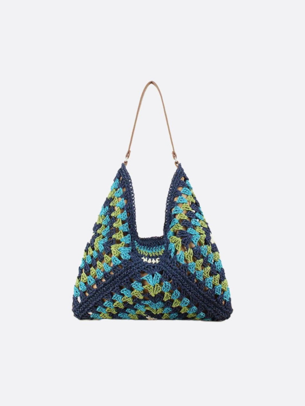 Handmade Crocheted Straw Shoulder Bag for Women