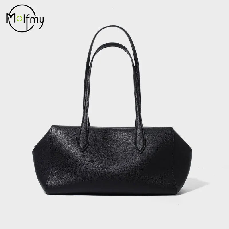 Top-Grain Cowhide Leather Underarm Shoulder Handbag Women's