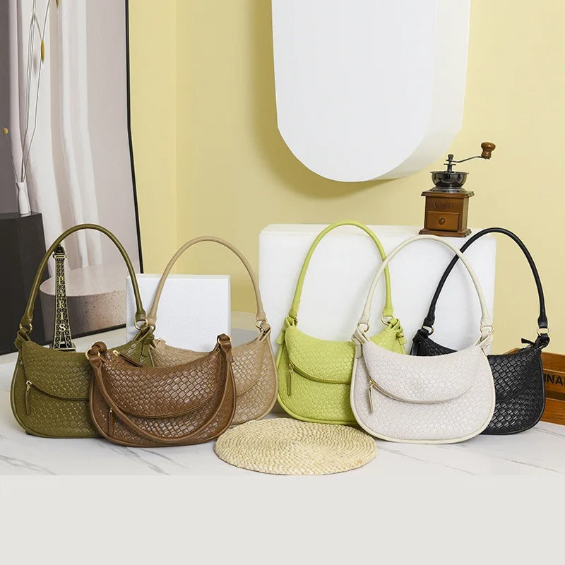Double Layer Woven Shoulder Bag