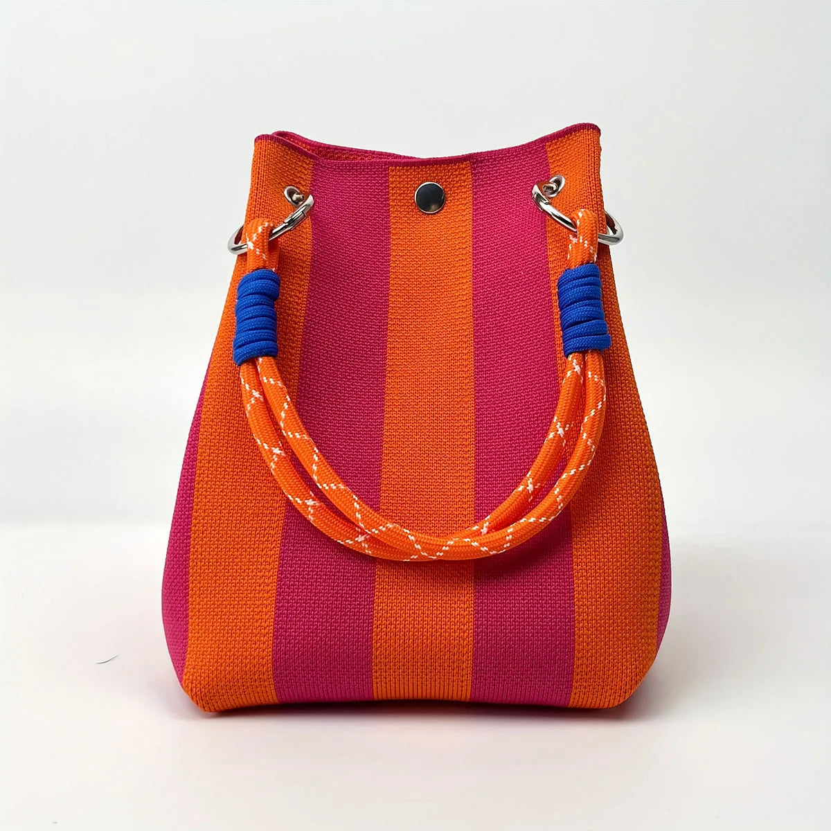 Colorblock Knitted Retro Bucket Handbag