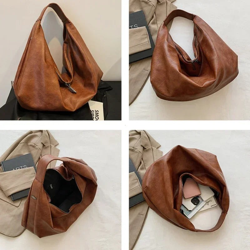 Large Soft Leather Hobo Shoulder Bag