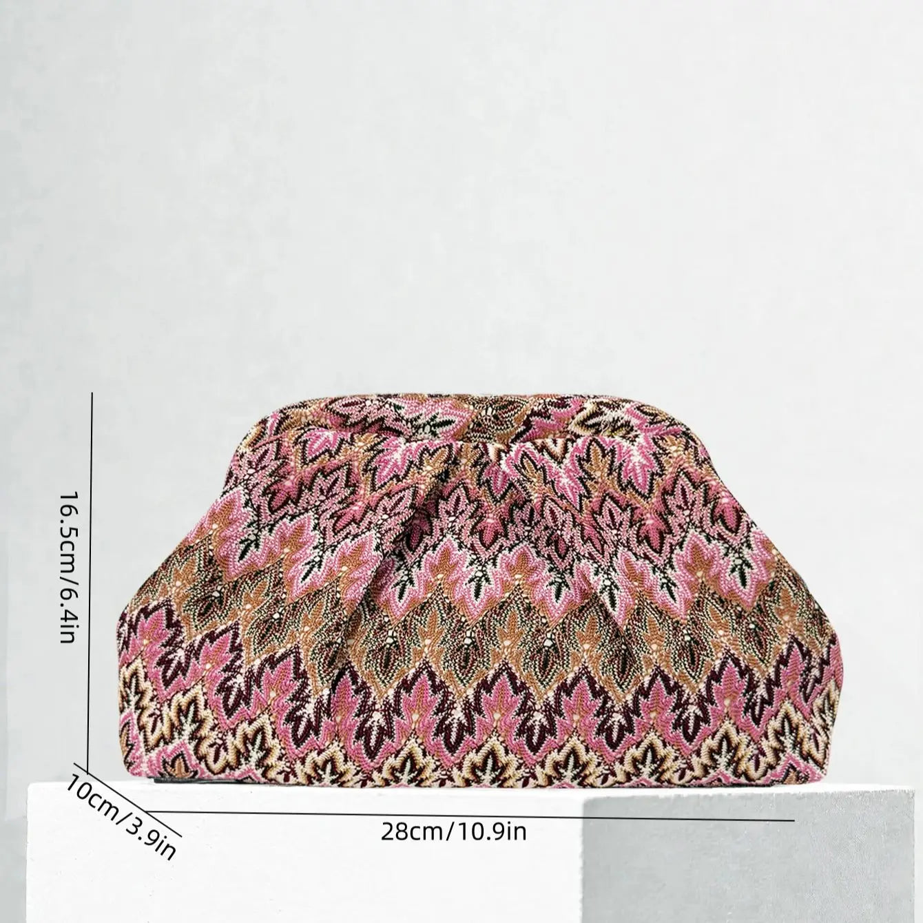 Bohemian Retro Jacquard Pleated Cloud Clutch Bag for Women