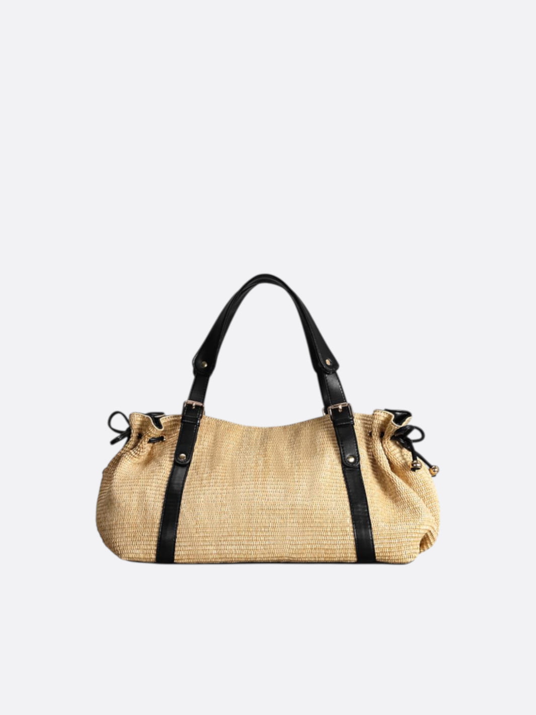 Boho Straw and Leather Crossbody Bag