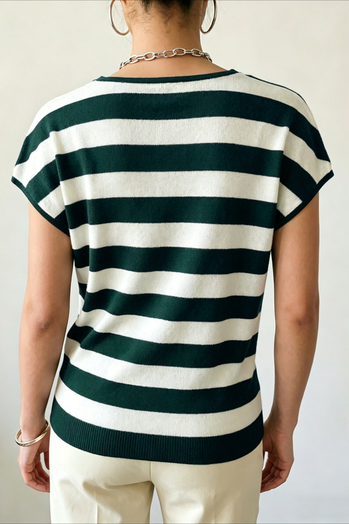 Striped wrap waist cardigan styled as a versatile layered outfit