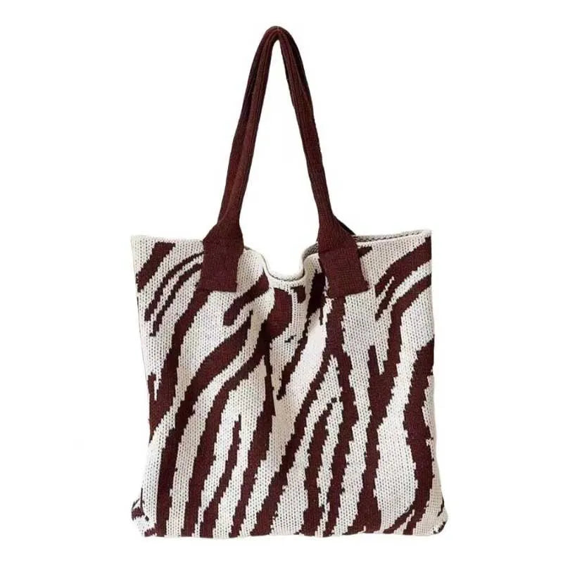 Zebra Print Crochet Tote Bag