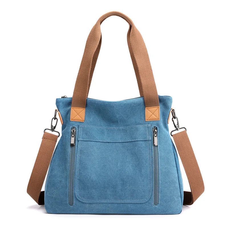 Women’s Canvas Crossbody Bag Large Capacity Zipper Tote
