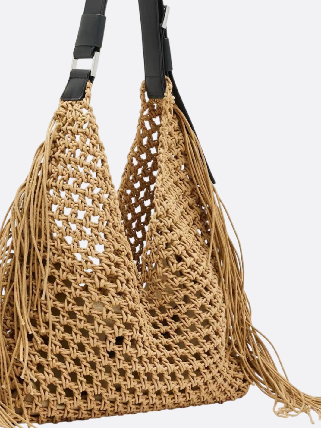 Bohemian Straw Tote Bag with Tassel Detail