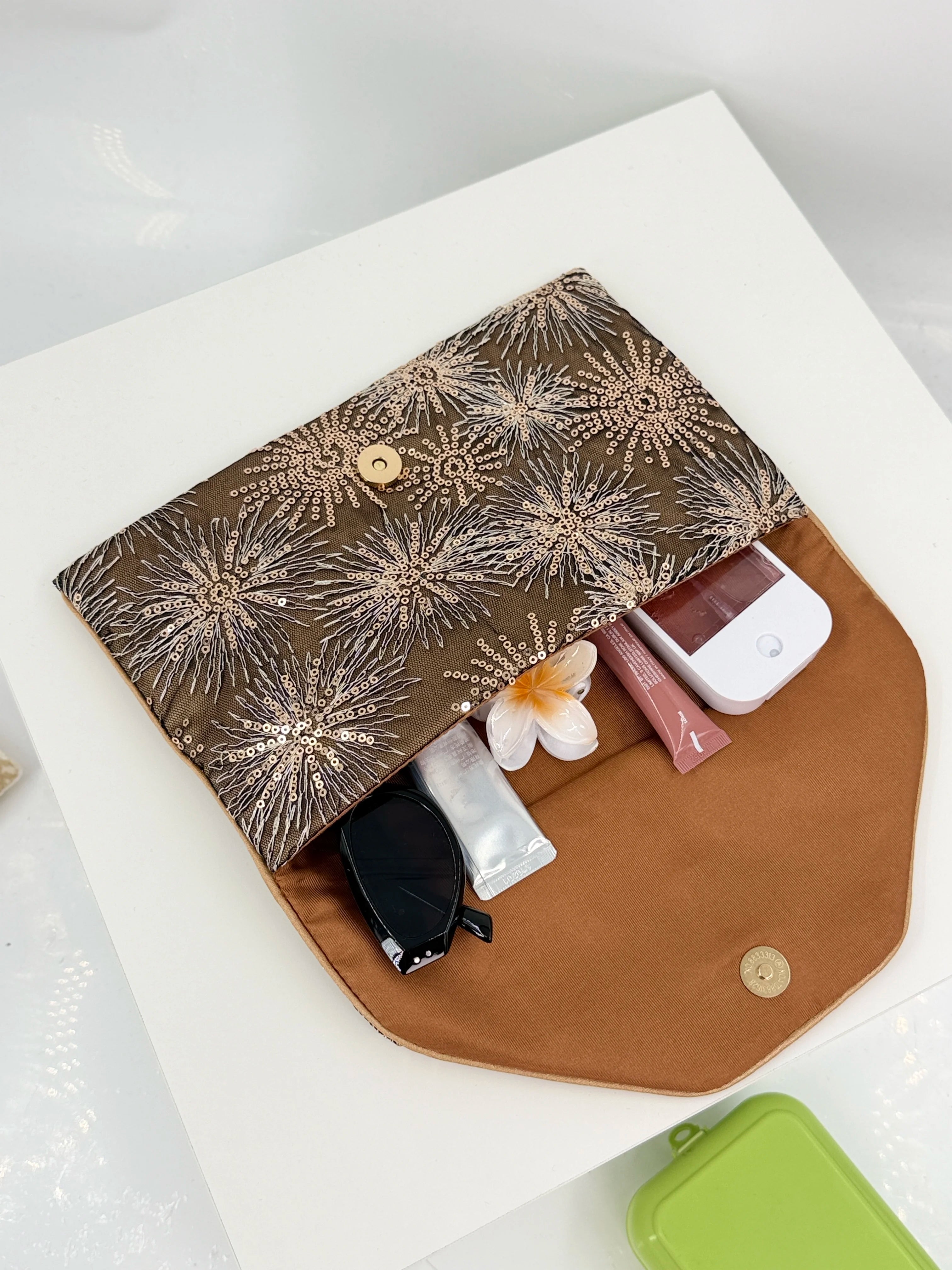 Sequin Embroidered Lightweight Evening Clutch Bag