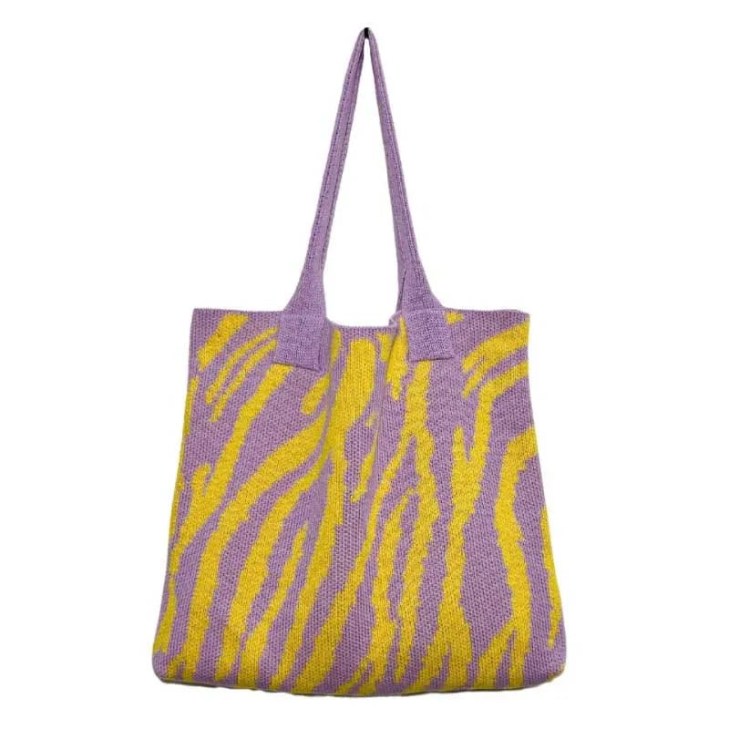 Zebra Print Crochet Tote Bag
