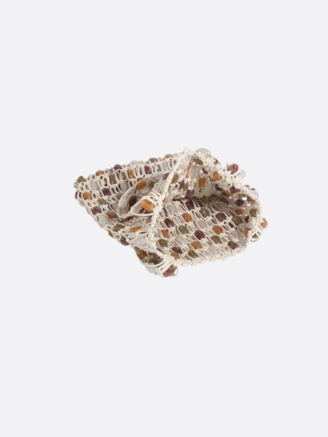 Boho Mesh Tote Bag with Stone Bead Accents