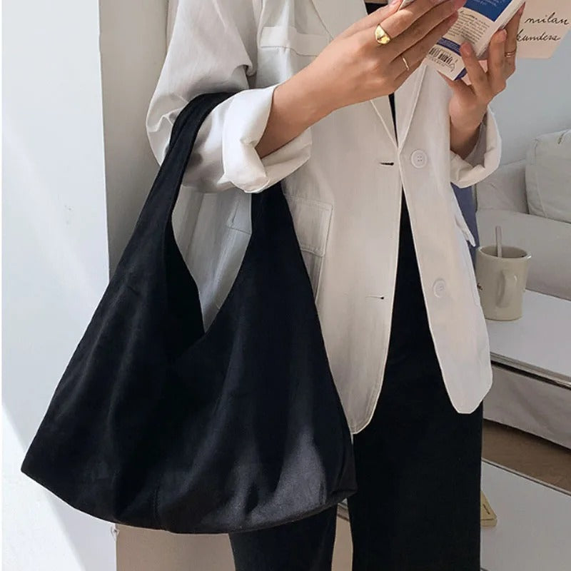 Vintage Faux Suede Hobo Tote