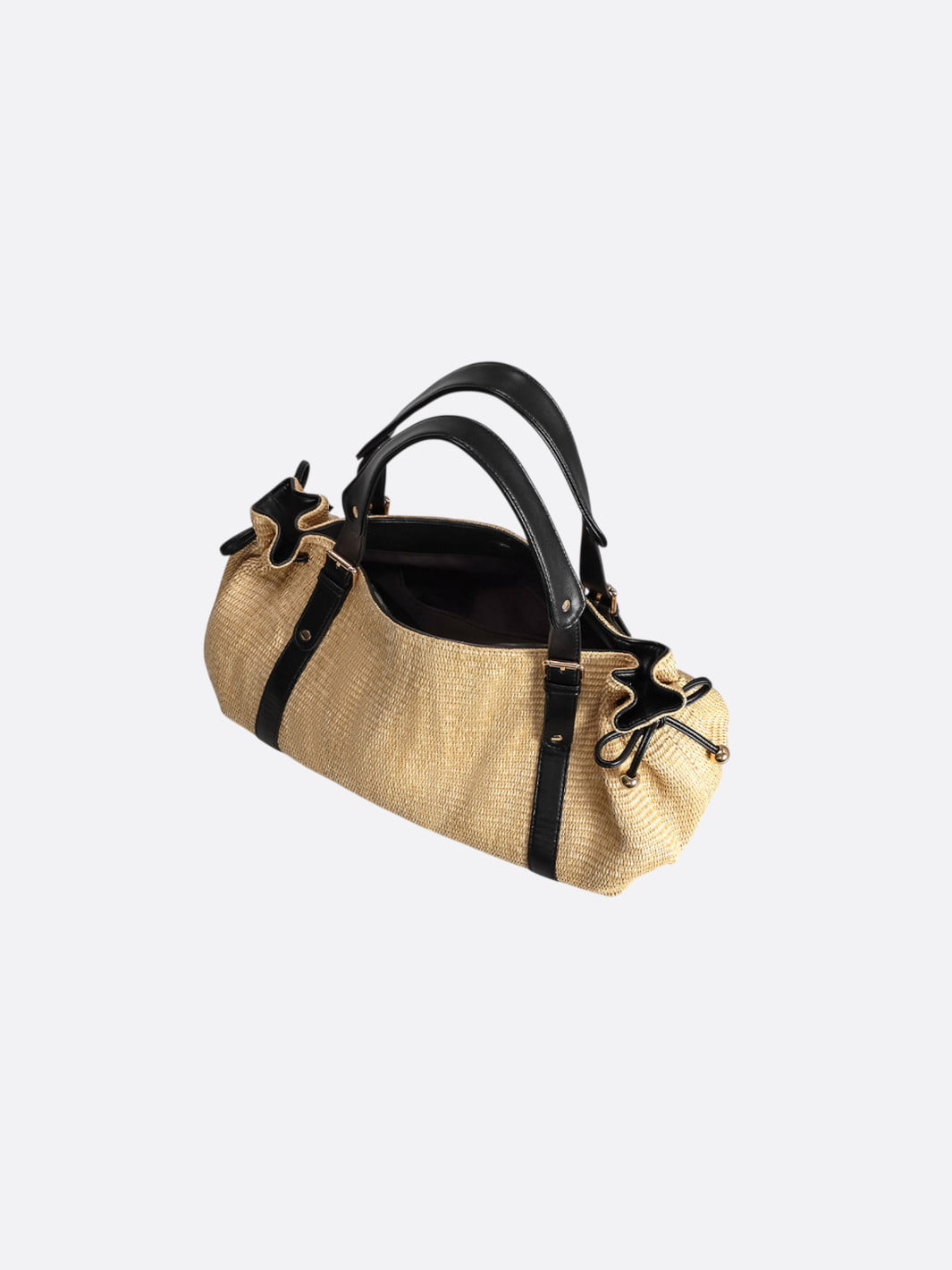 Boho Straw and Leather Crossbody Bag