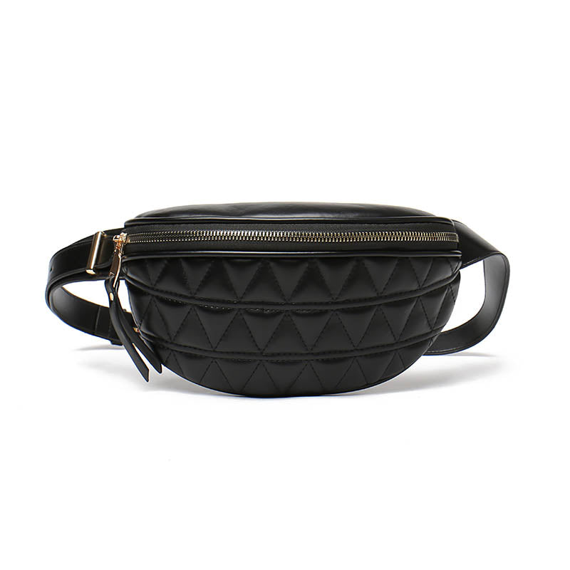 Quilted belt bag crossbody angled view showing compact everyday design