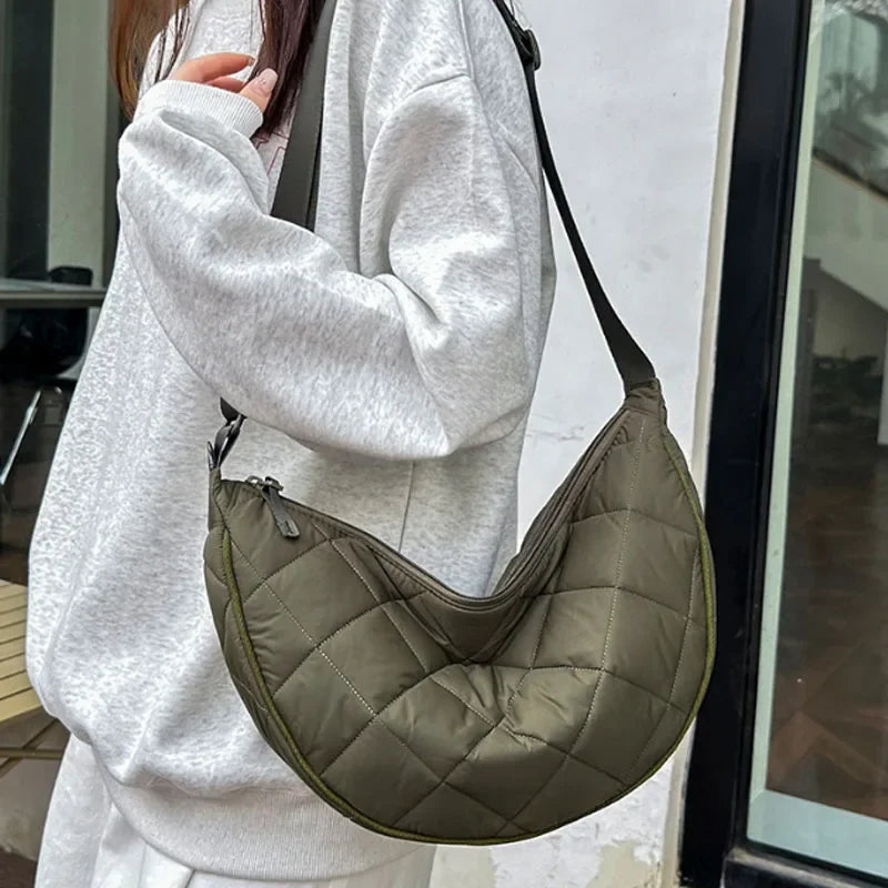 Half Moon Nylon Crossbody Bag
