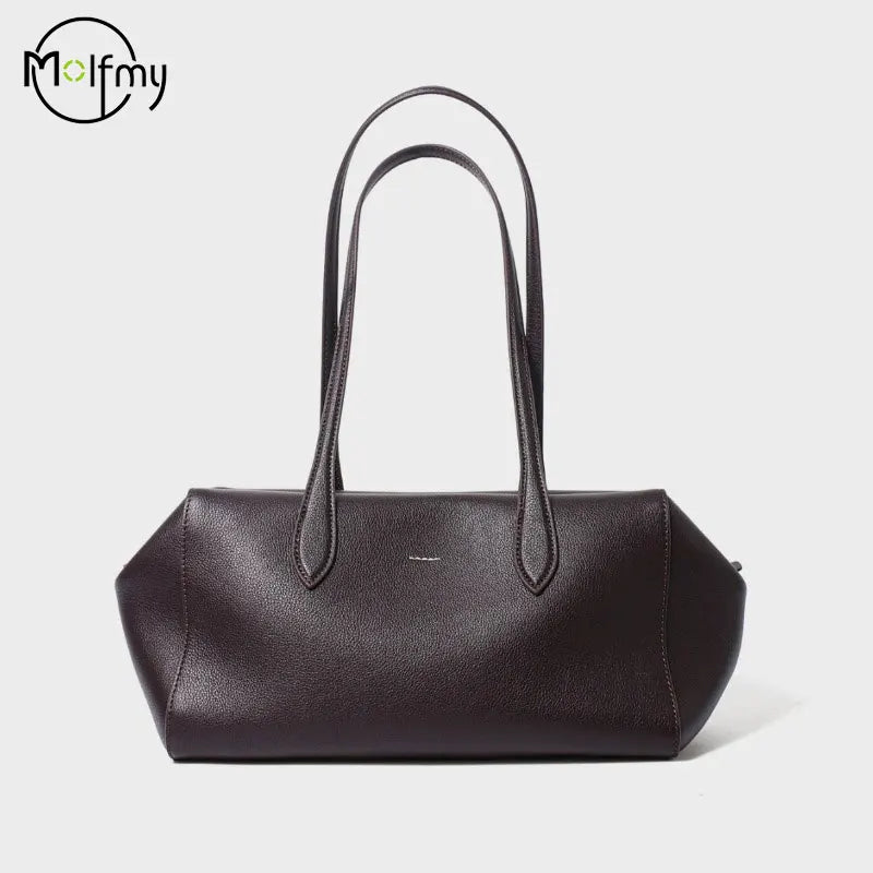 Top-Grain Cowhide Leather Underarm Shoulder Handbag Women's