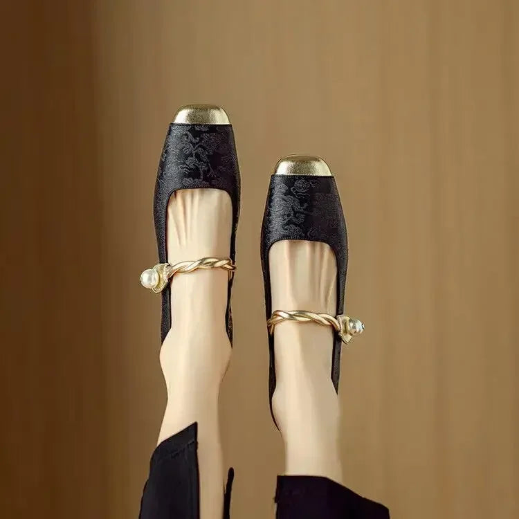 Top view of women's elegant dress shoes