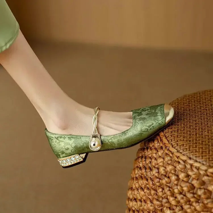 Side profile of elegant pumps with a classic silhouette