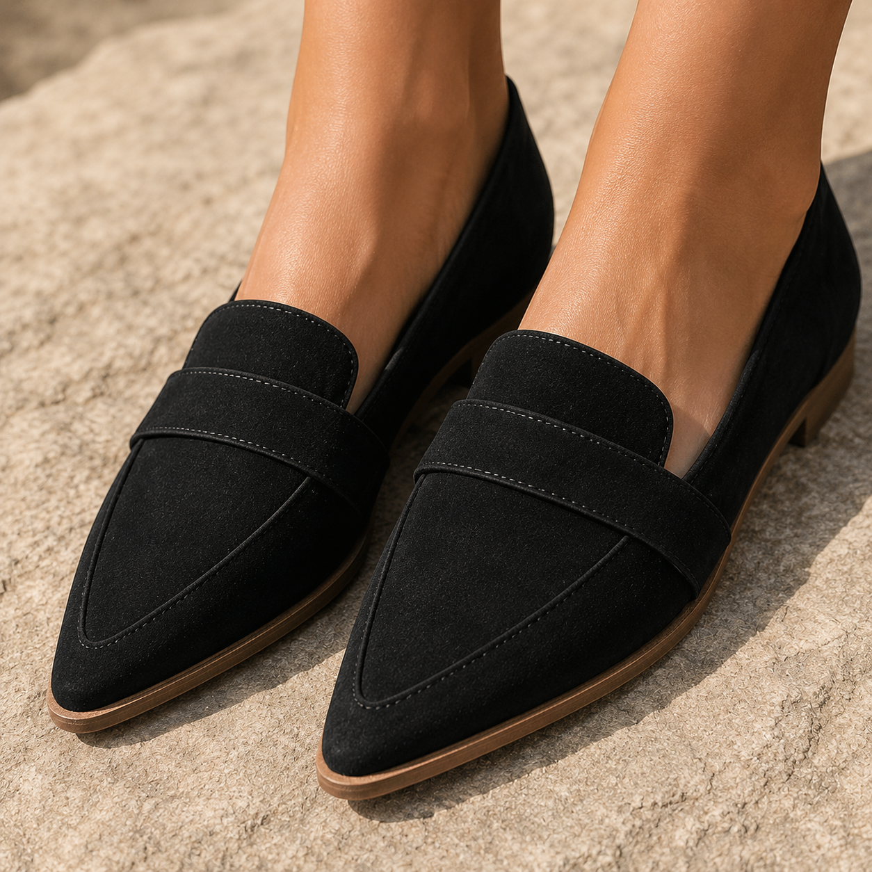 Supportive Pointed-Toe Loafers With Saddle Strap