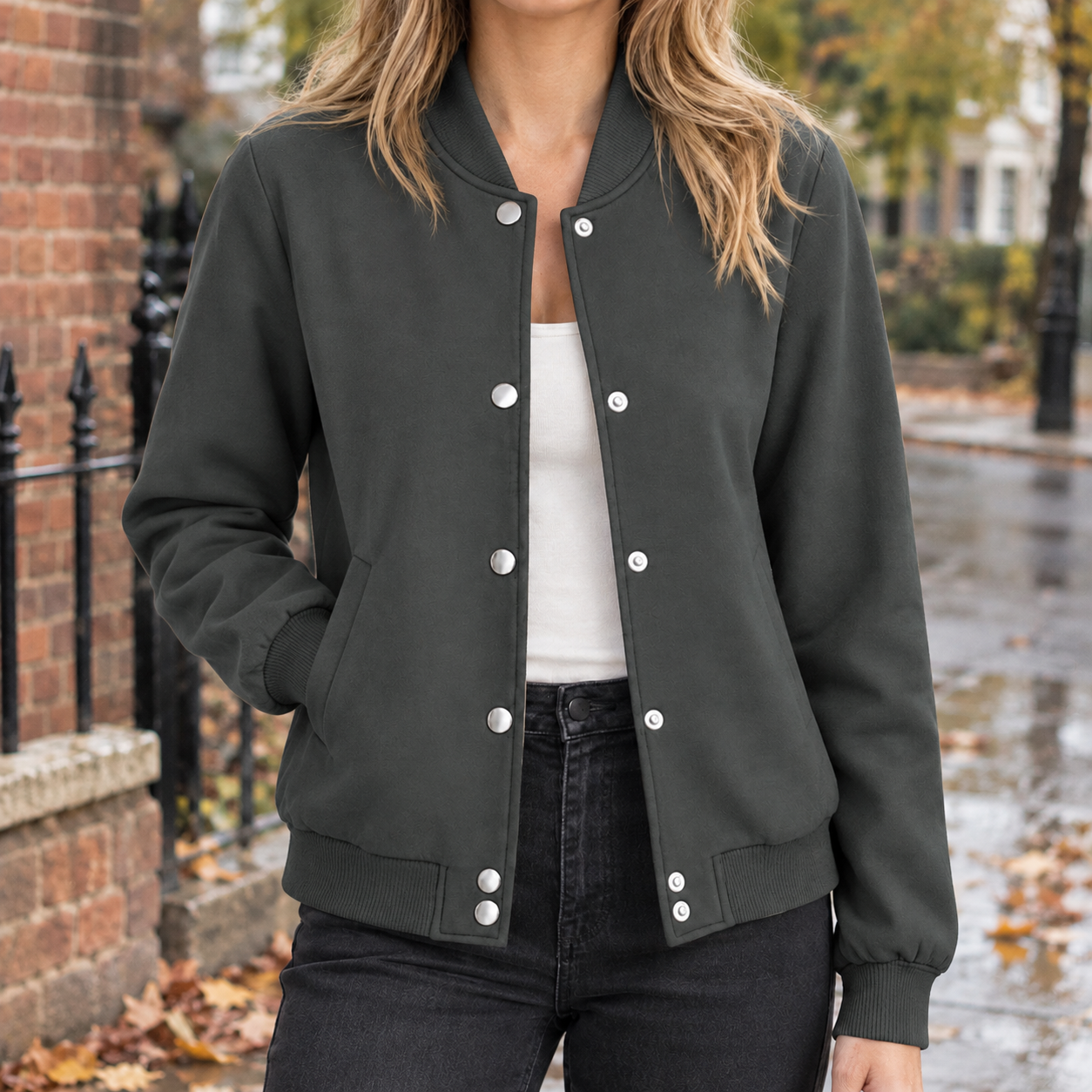 Cotton Blend Bomber Jacket
