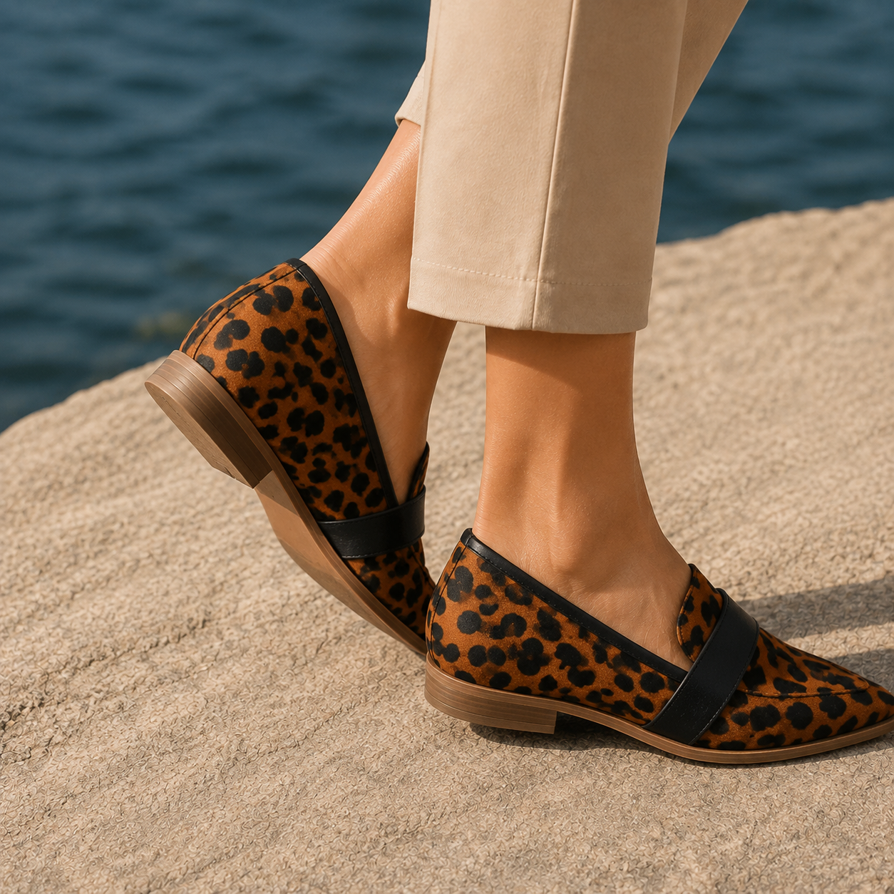 Supportive Pointed-Toe Loafers With Saddle Strap