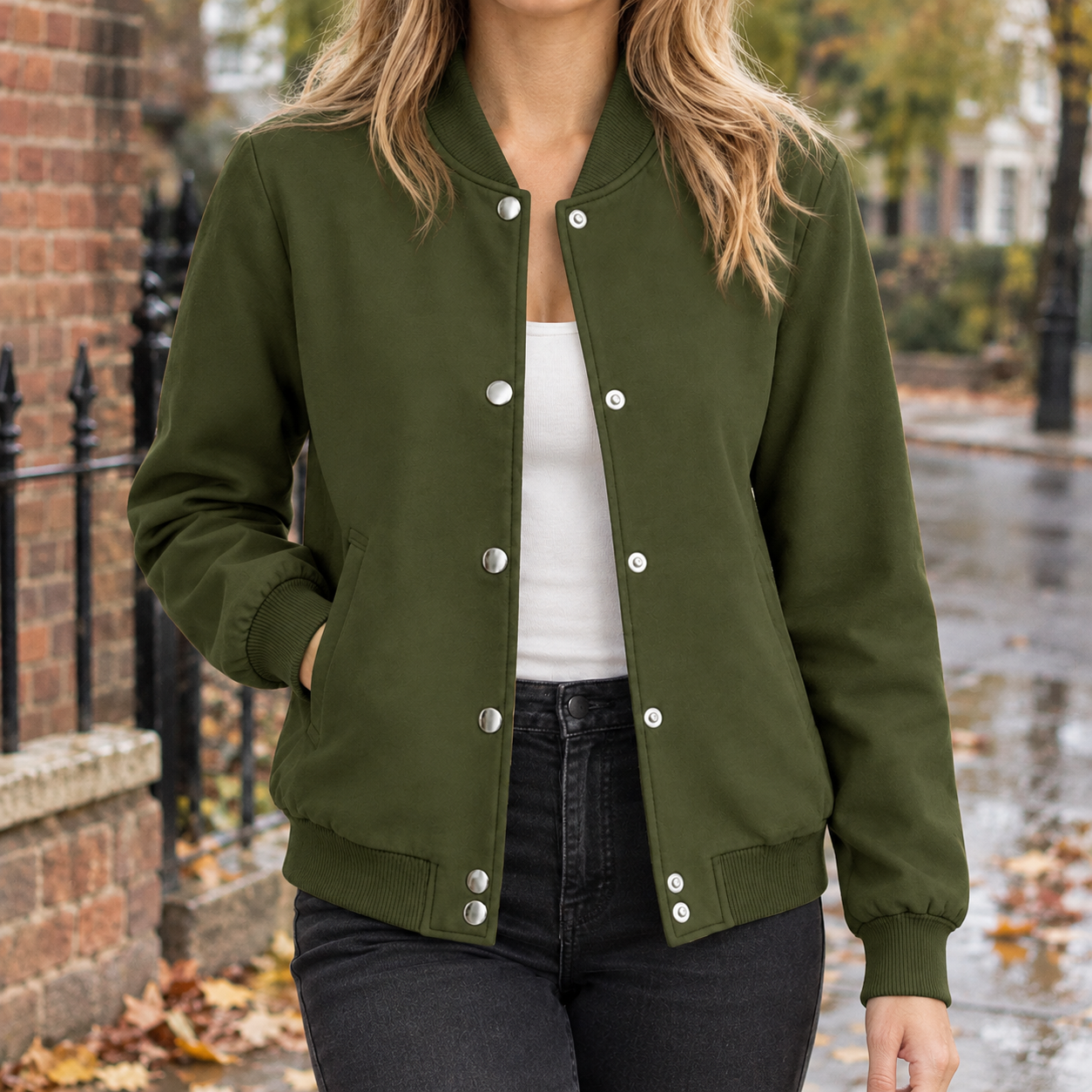 Cotton Blend Bomber Jacket