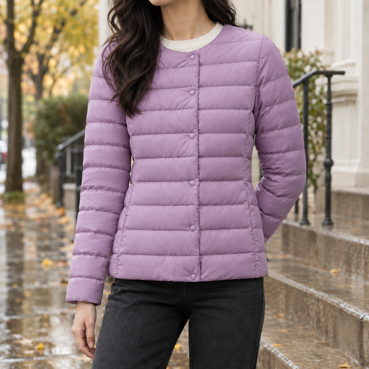 Quilted down jacket styled as a warm everyday outerwear layer
