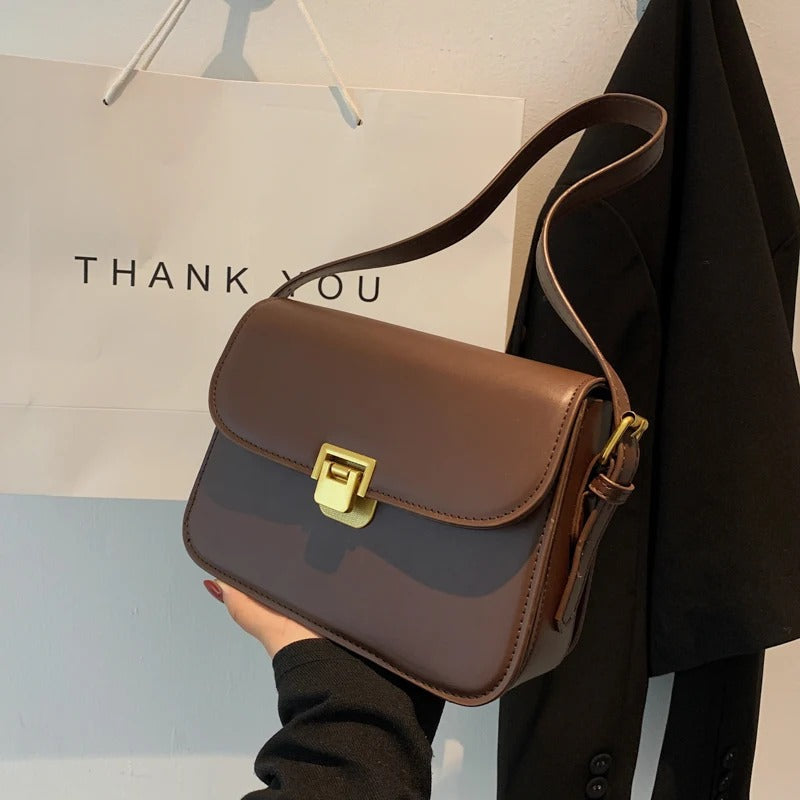 Back view of the leather shoulder bag for work and everyday use