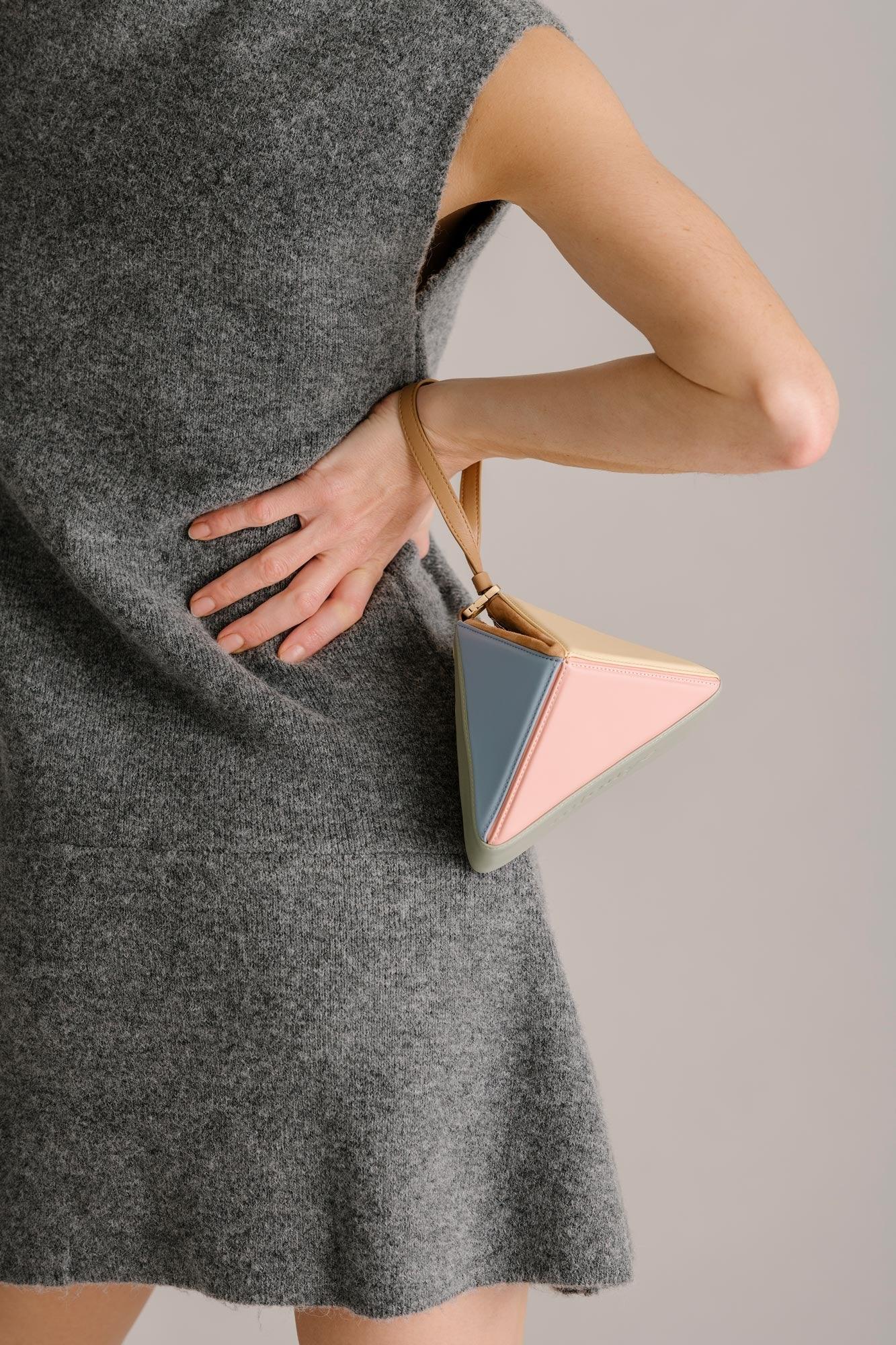 Back view of the calf leather mini bag with clean minimalist design