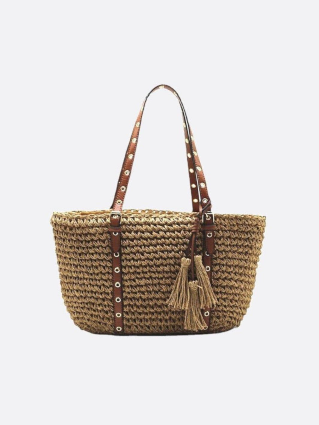 Straw and Leather Summer Tote Bag