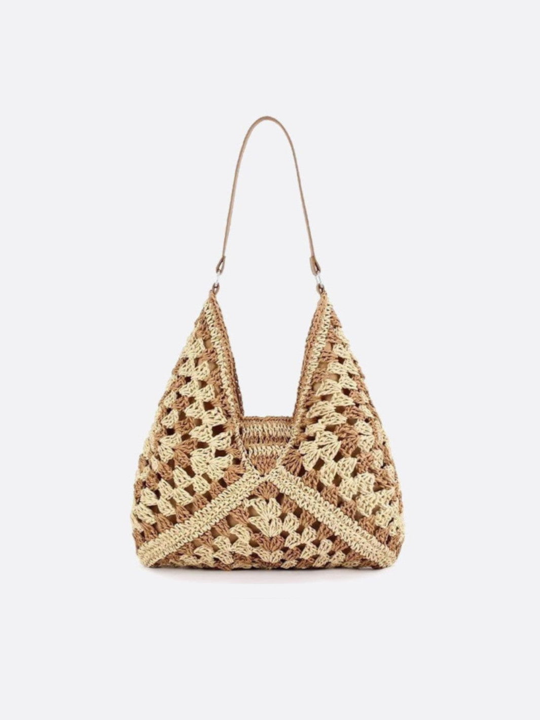 Handmade Crocheted Straw Shoulder Bag for Women